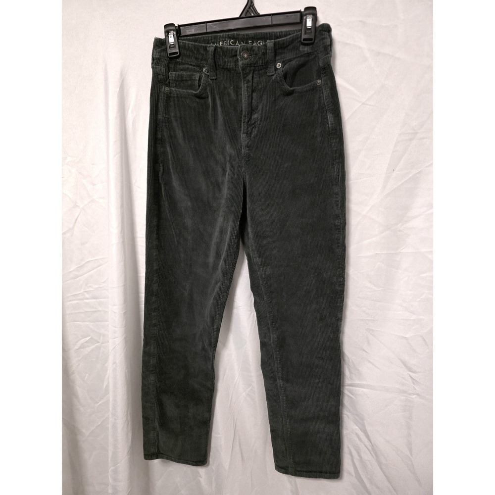 American Eagle Super Stretch Size 4 Reg Corduroy Pants Forest Green Straight Leg